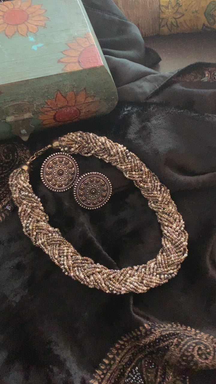 Statement Beaded Necklace with Statement Studs