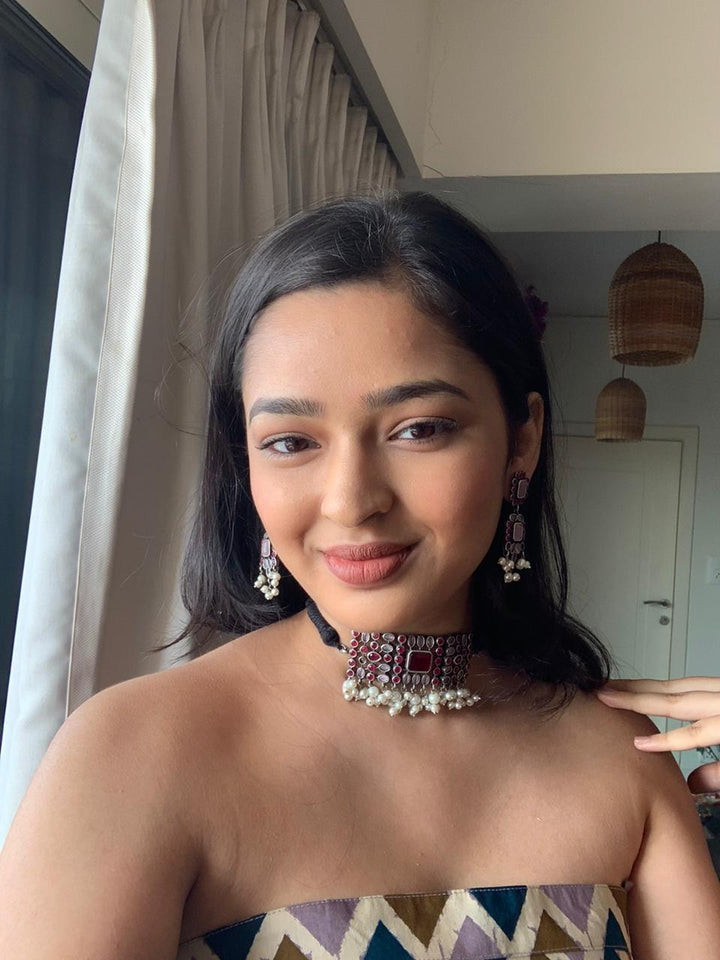 Vintage Stones Choker with Statement Earrings - SHIVKA