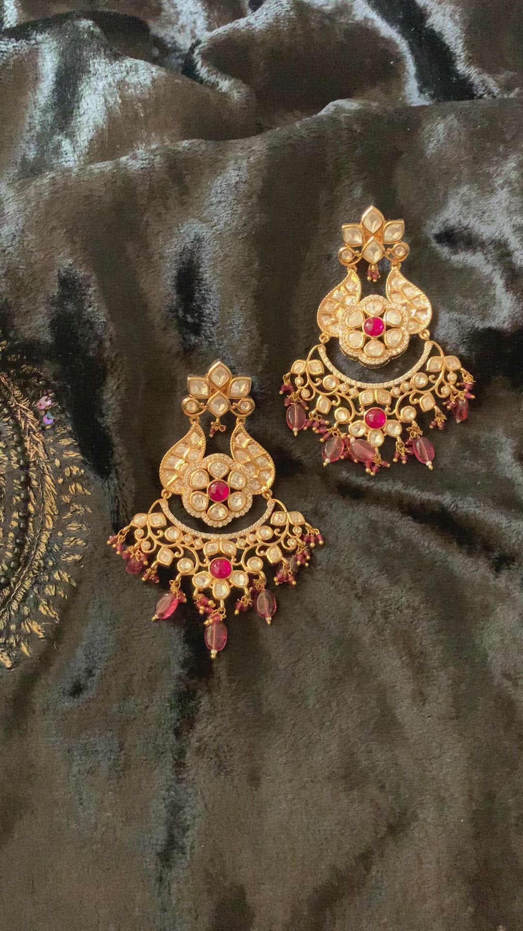 Pink Kundan Danglers