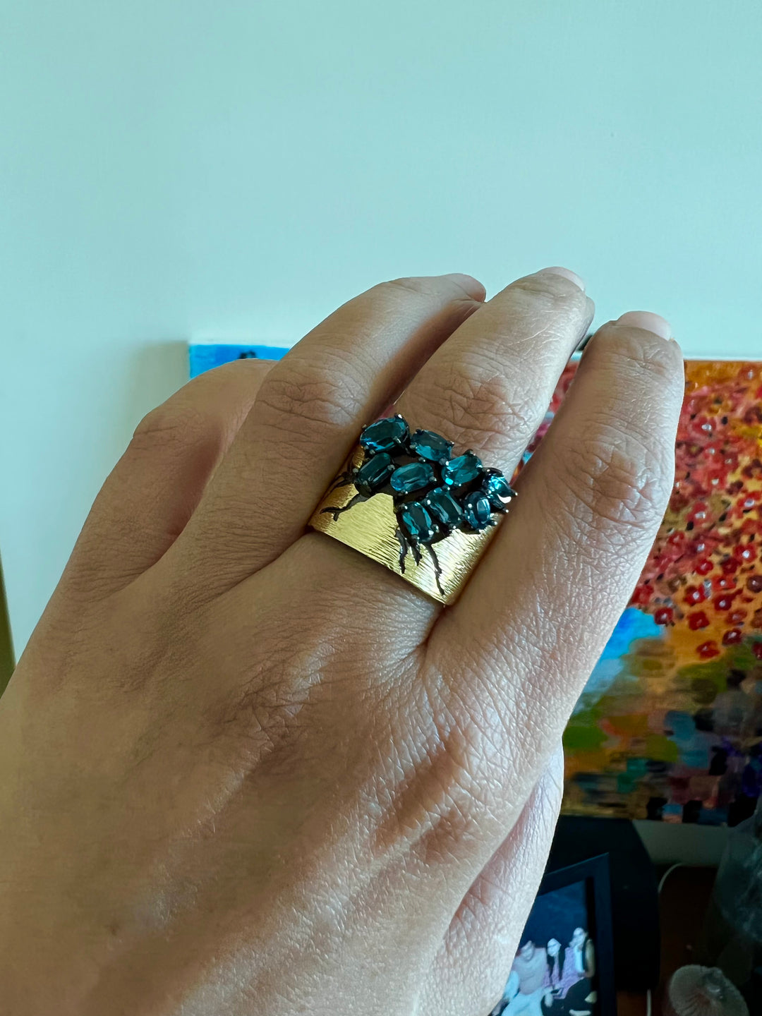 Designer Pure Silver Blue Topaz Ring