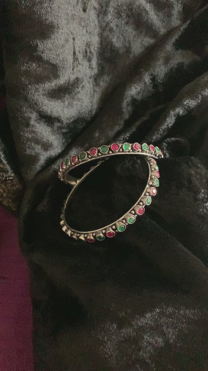 Multicoloured Stones Bangles-Set of Two