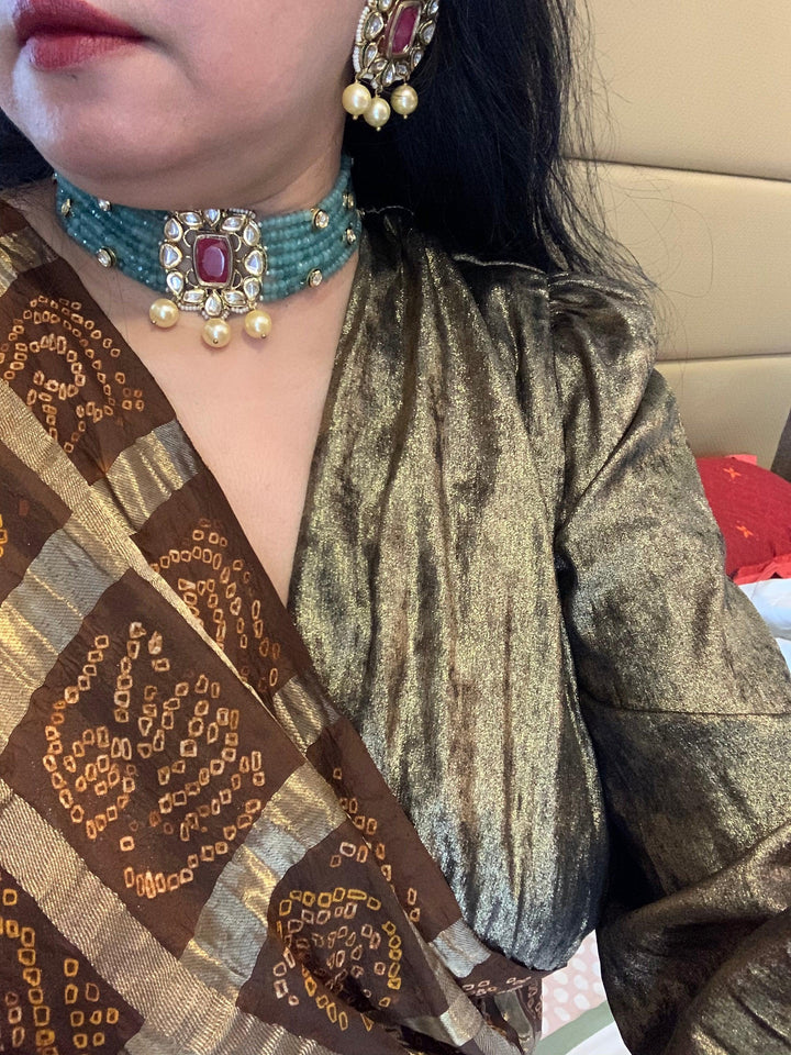 Royal Kundan Choker with Studs - SHIVKA