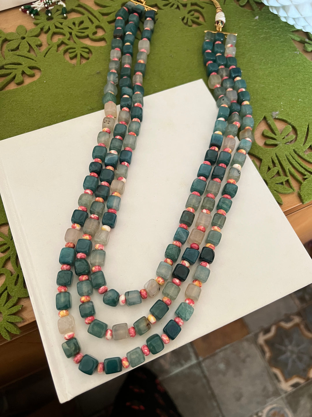 Three layered beaded necklace