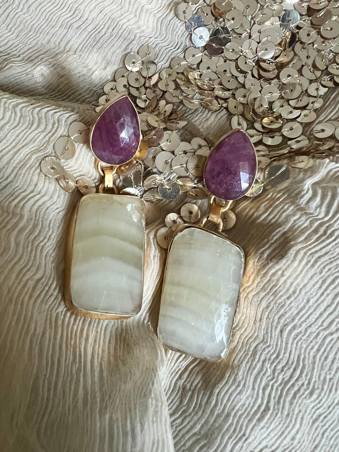 Premium Ruby and Sapphire Earrings - SHIVKA