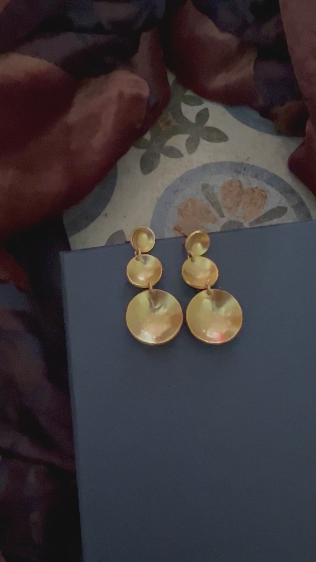 Three Tier Brass Earrings