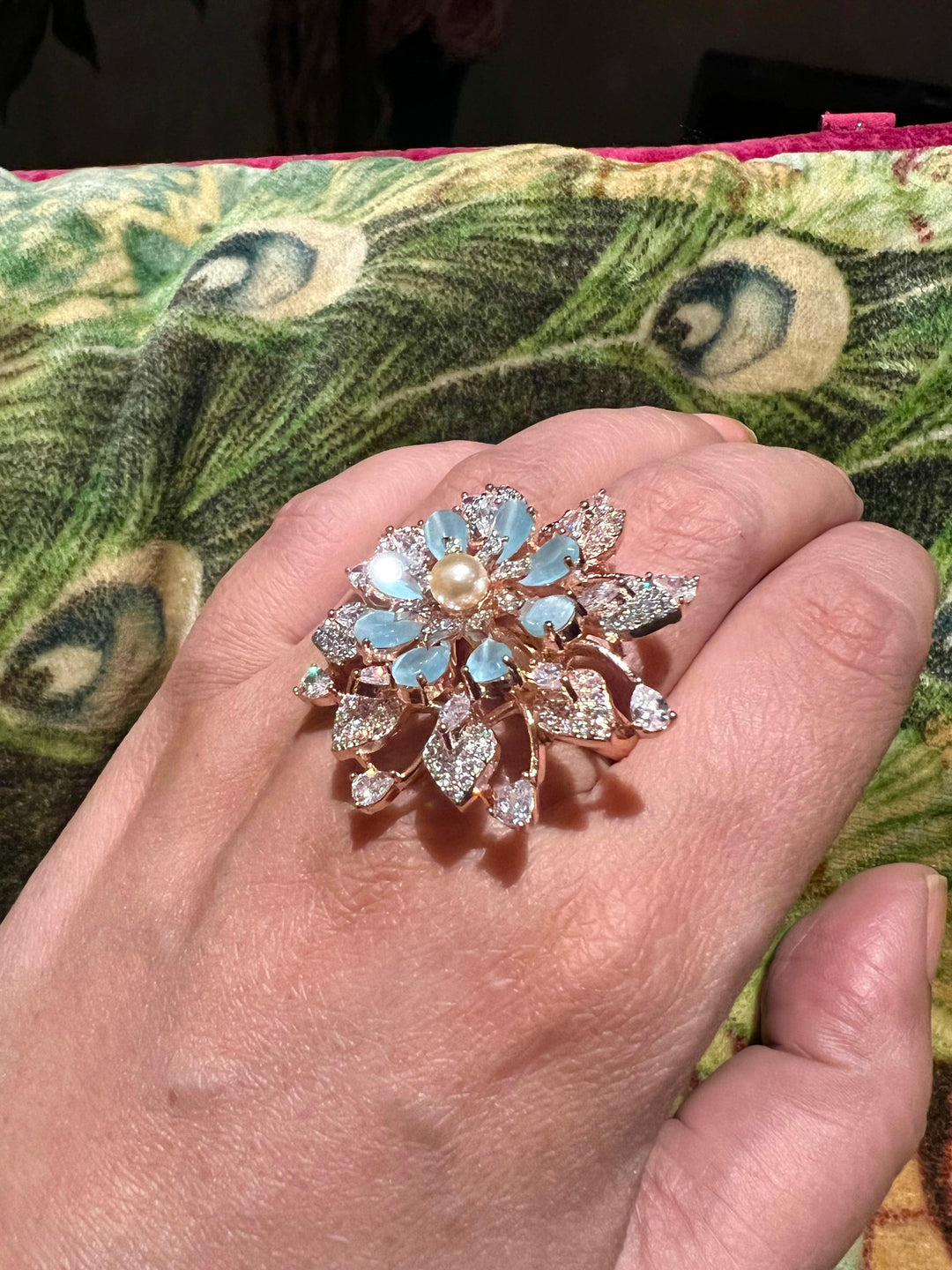 Statement Sea Green Zirconia Ring - SHIVKA