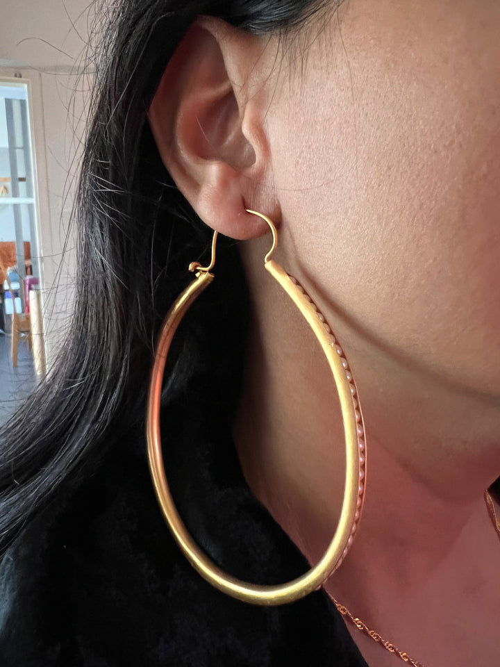 Designer Bold and Beautiful Pearl Hoops