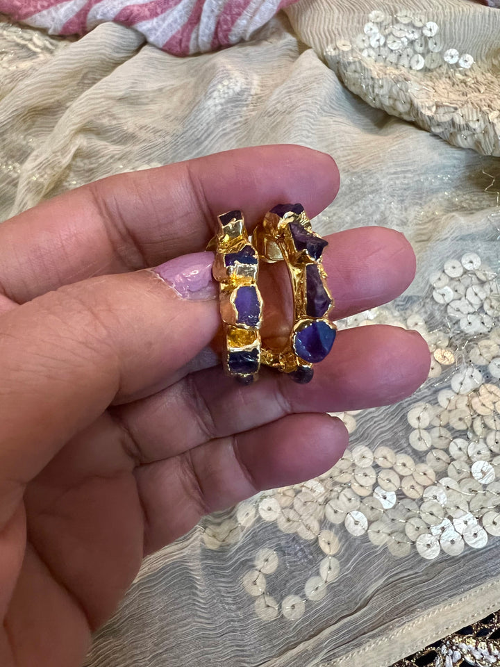 Classy Amethyst Hoop Earrings