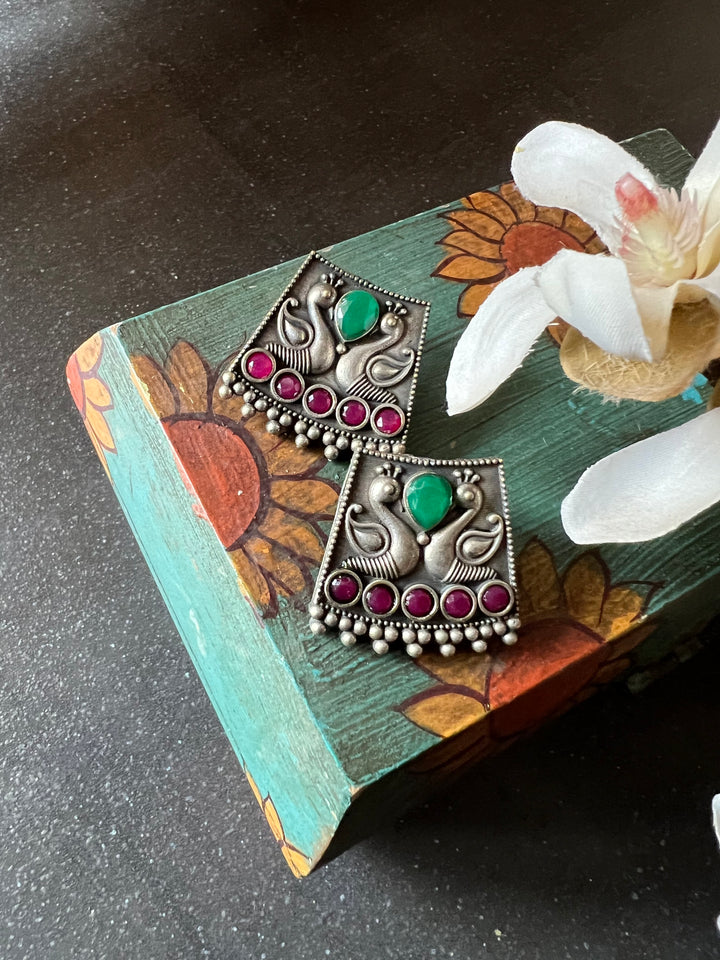 Antique Twin Peacock Earrings