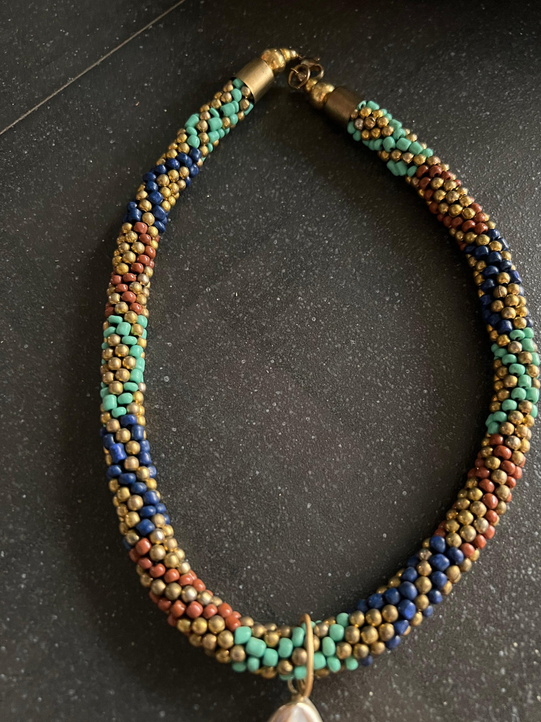 Natural Gemstones Pendant Hasli Necklace - SHIVKA