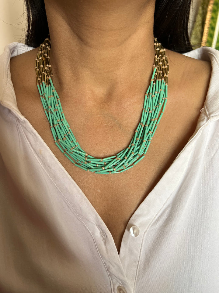 Beaded Necklace with Studs