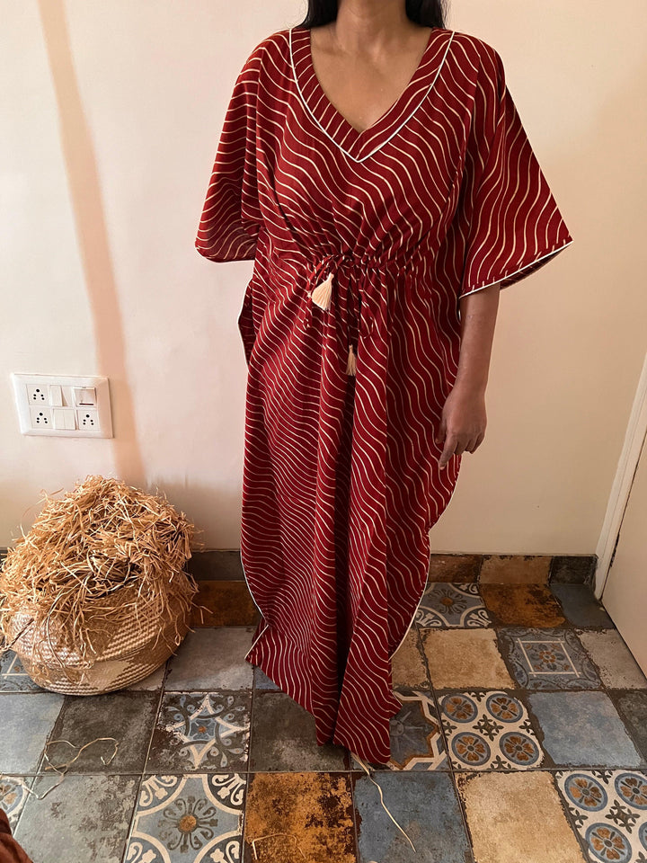 Indian Print Cotton Kaftan - SHIVKA