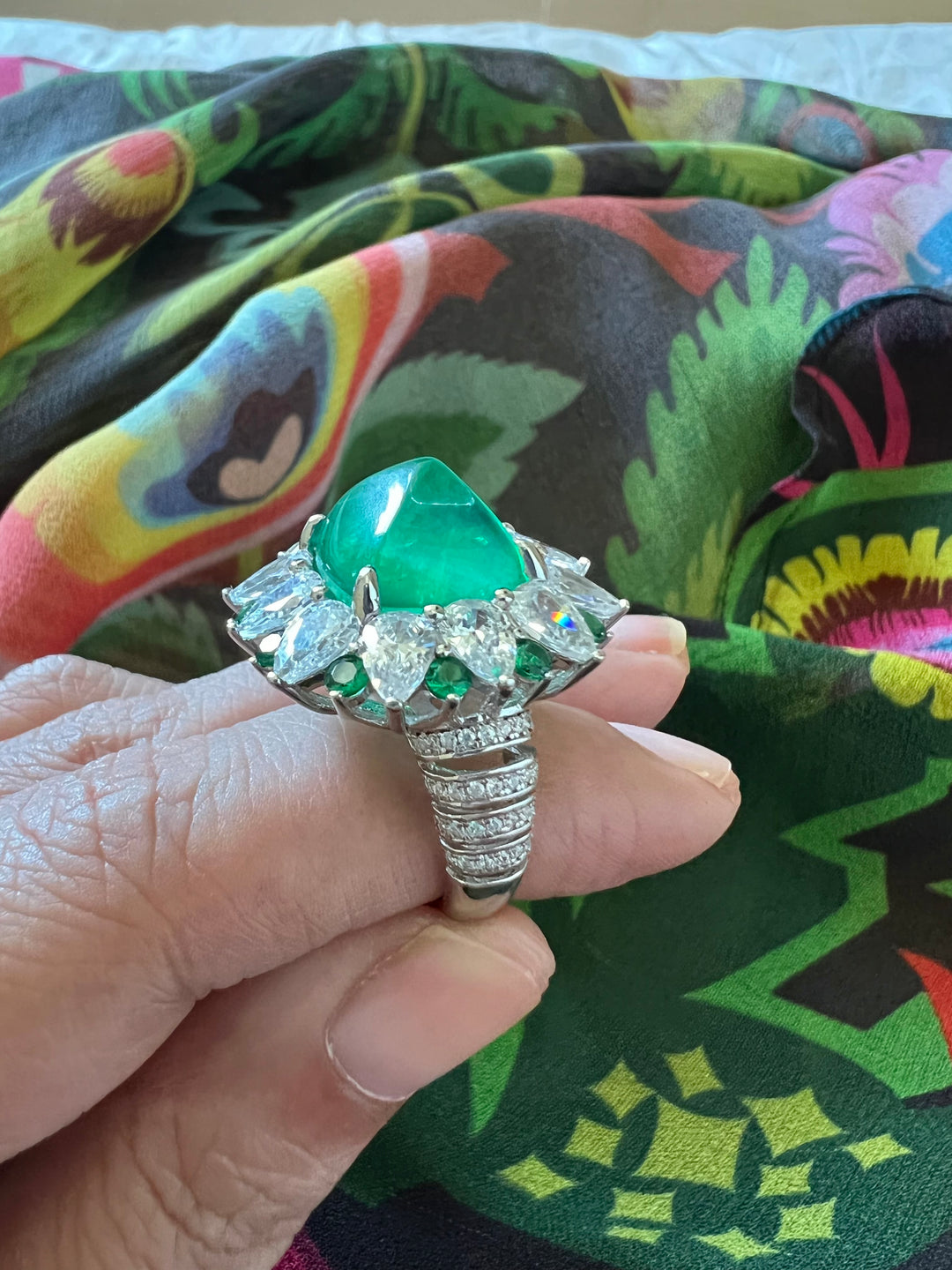 Designer Pure Silver Cubic Zirconia Ring