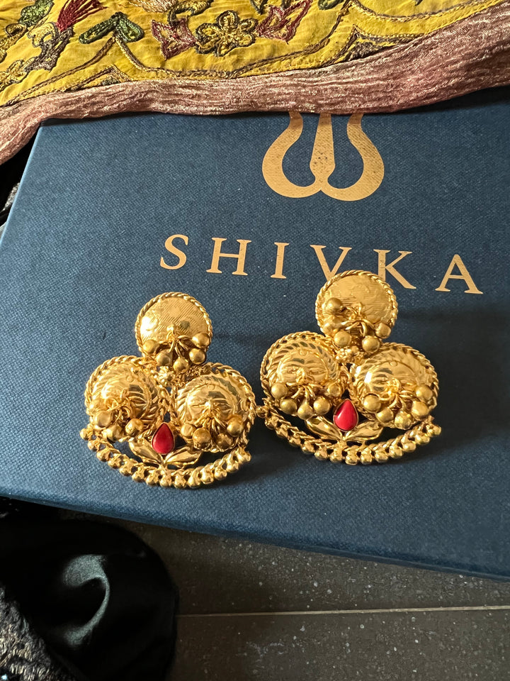 Designer Gold Tone Stud Earrings