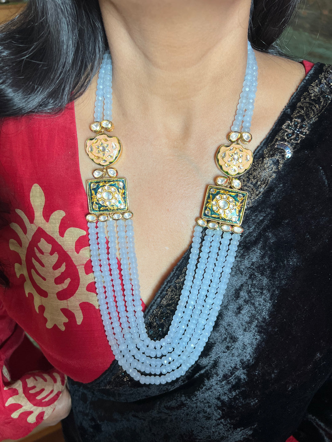 Calm Crystal Blue Beaded Necklace