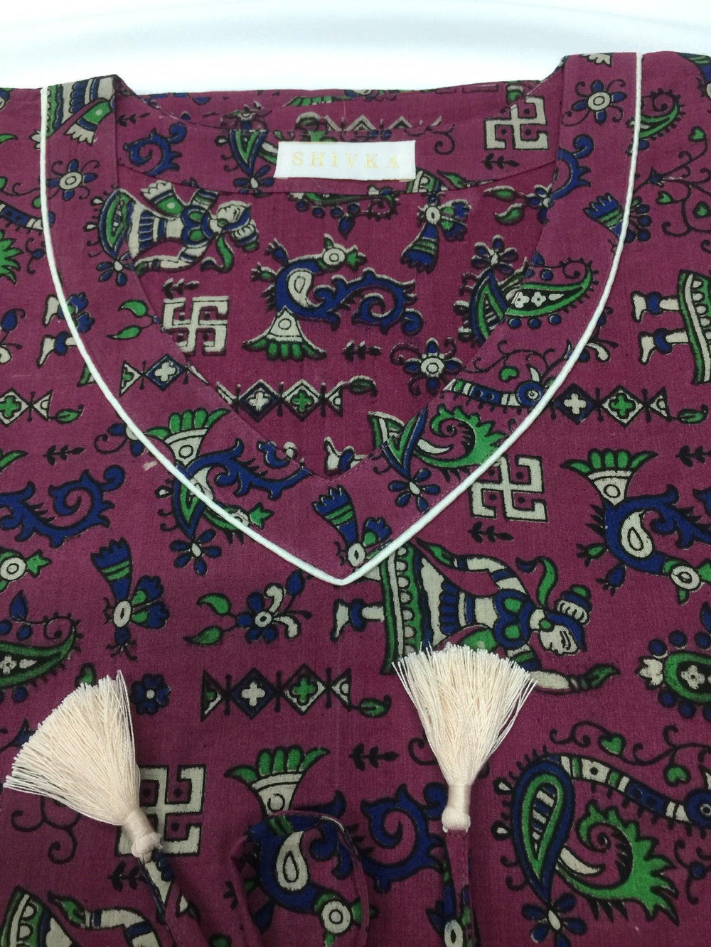 Indian Print Cotton Kaftan - SHIVKA