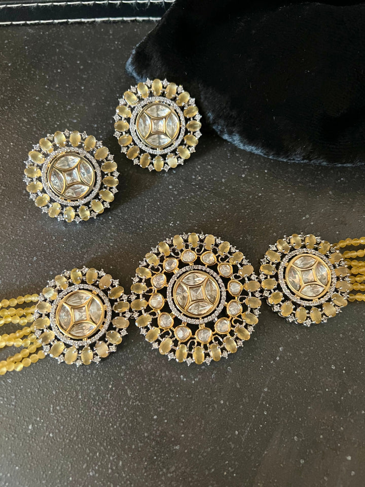 Victorian Kundan Choker Necklace with Earrings