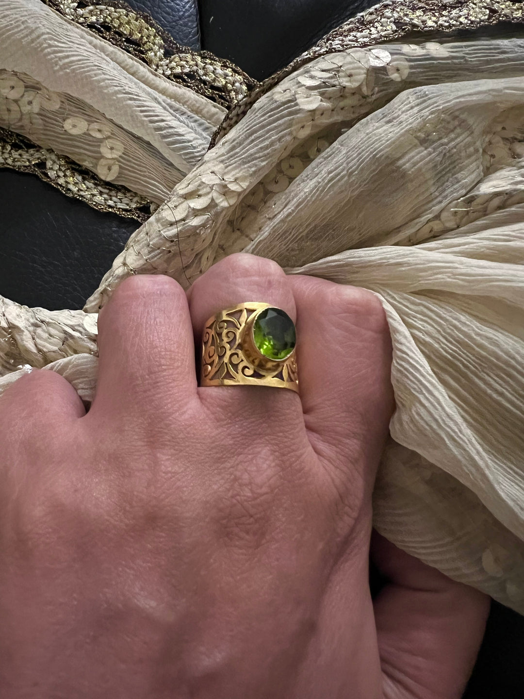 Beautiful Cut-work Amethyst Ring