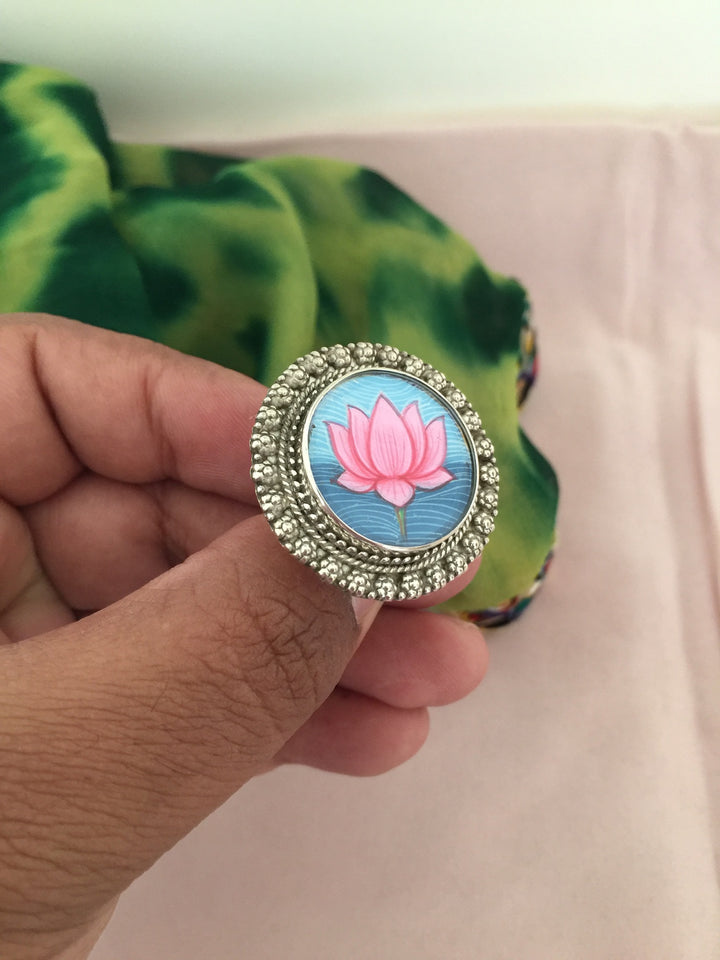 Hand-painted Pure 925 Silver Ring