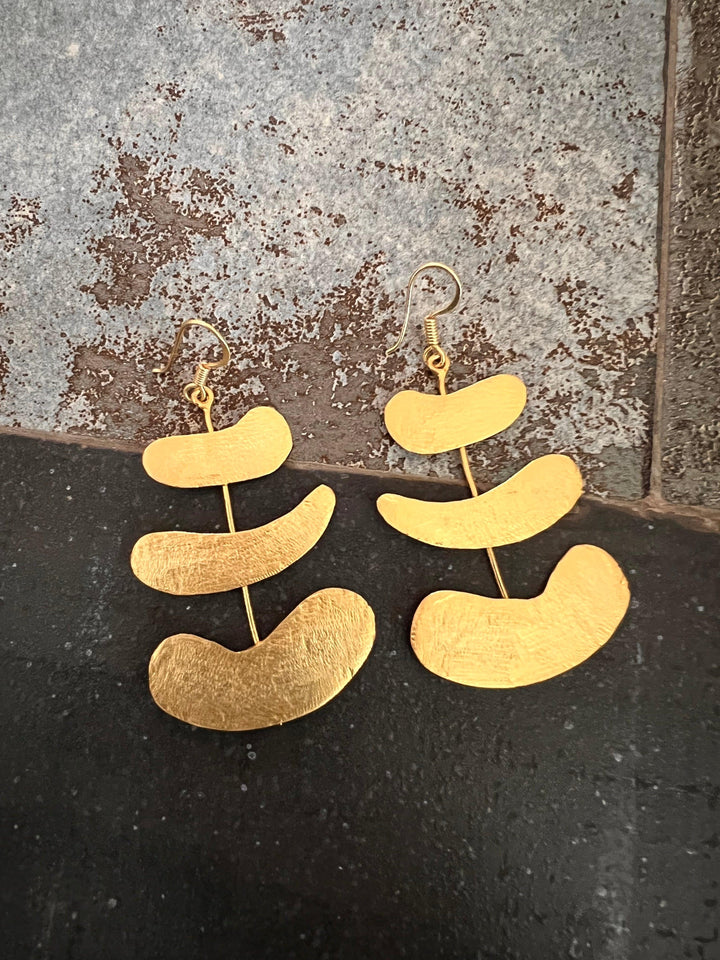 Stylish Textured Brass Earrings - SHIVKA