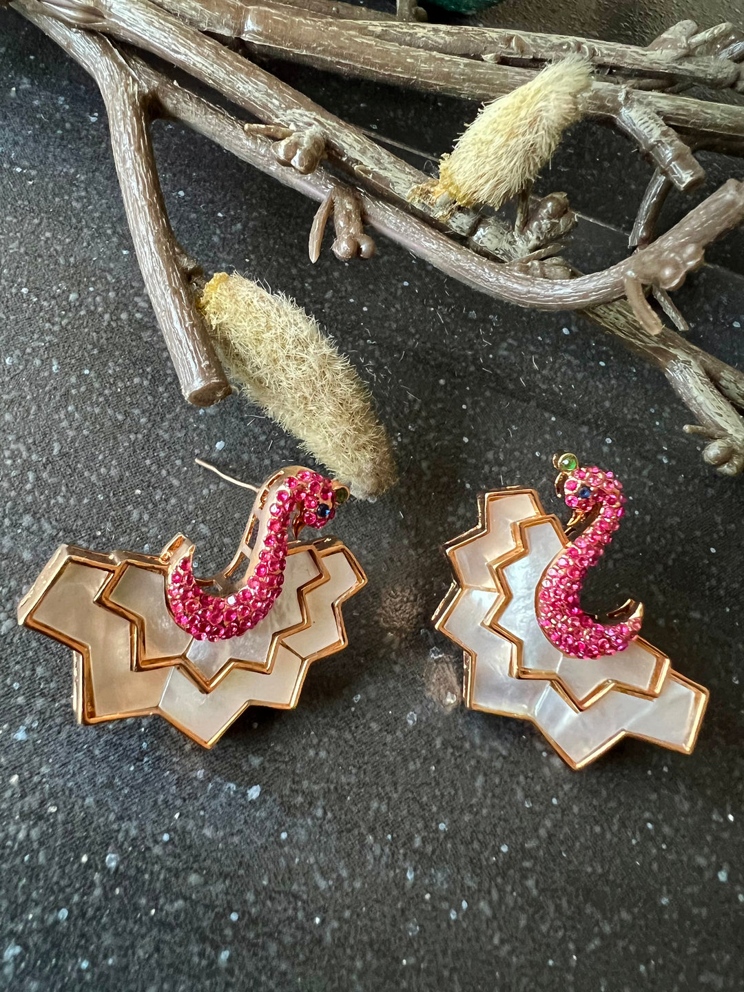 Mother of Pearl Swan Studs