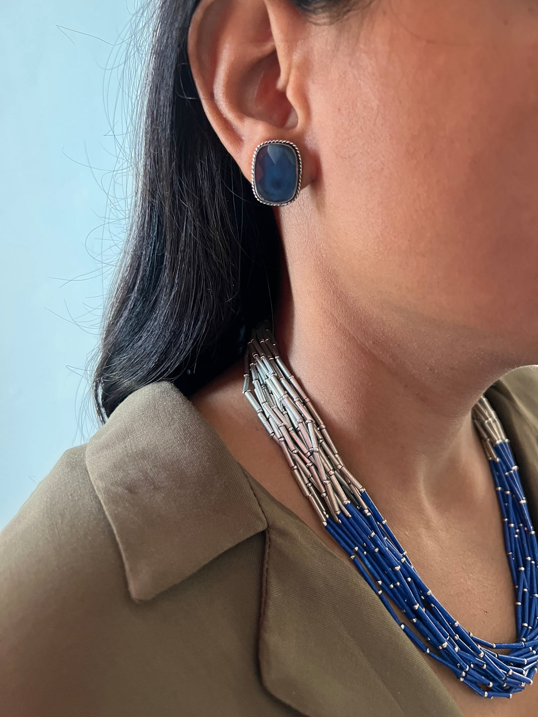 Beaded Necklace with Studs