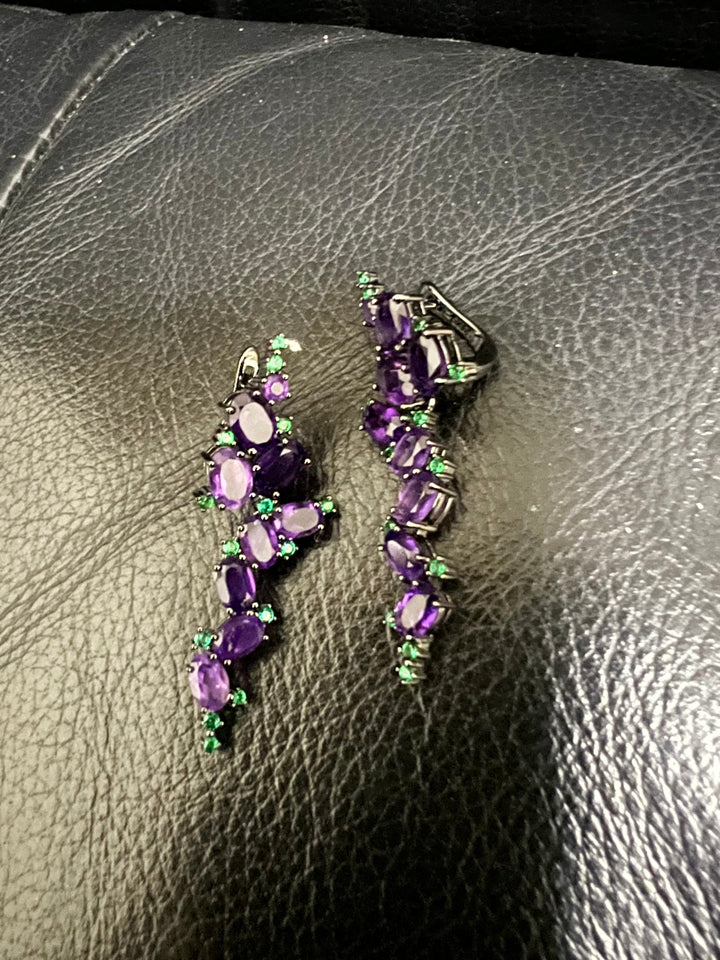Minimalist 925 Silver Amethyst Danglers