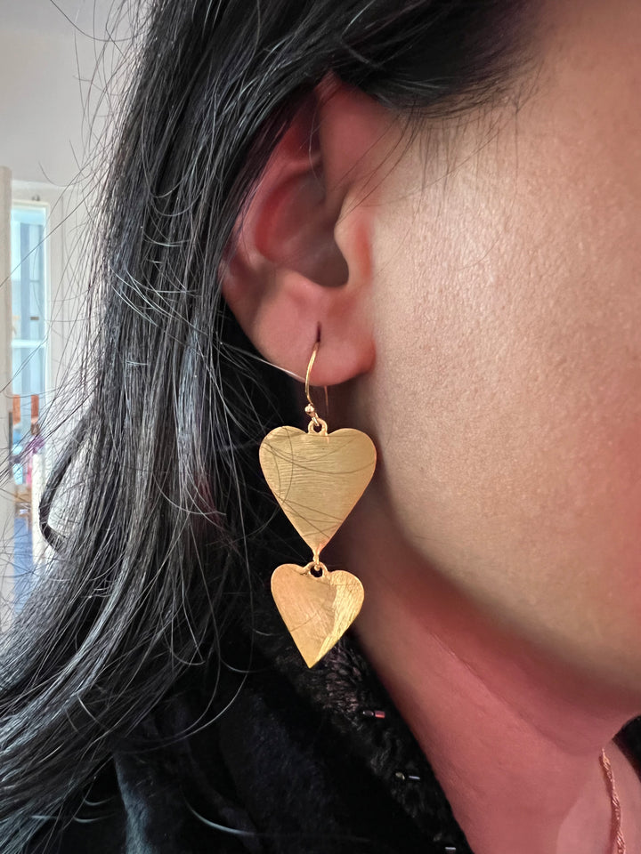 Double Heart Danglers