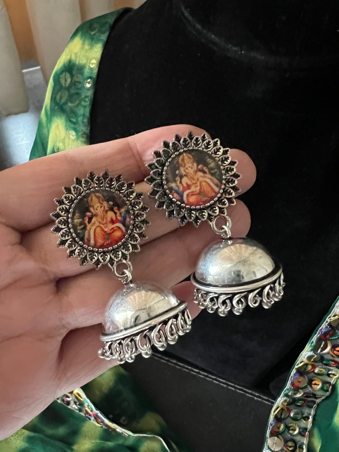 Antique Ganesha Design Jhumka Earrings