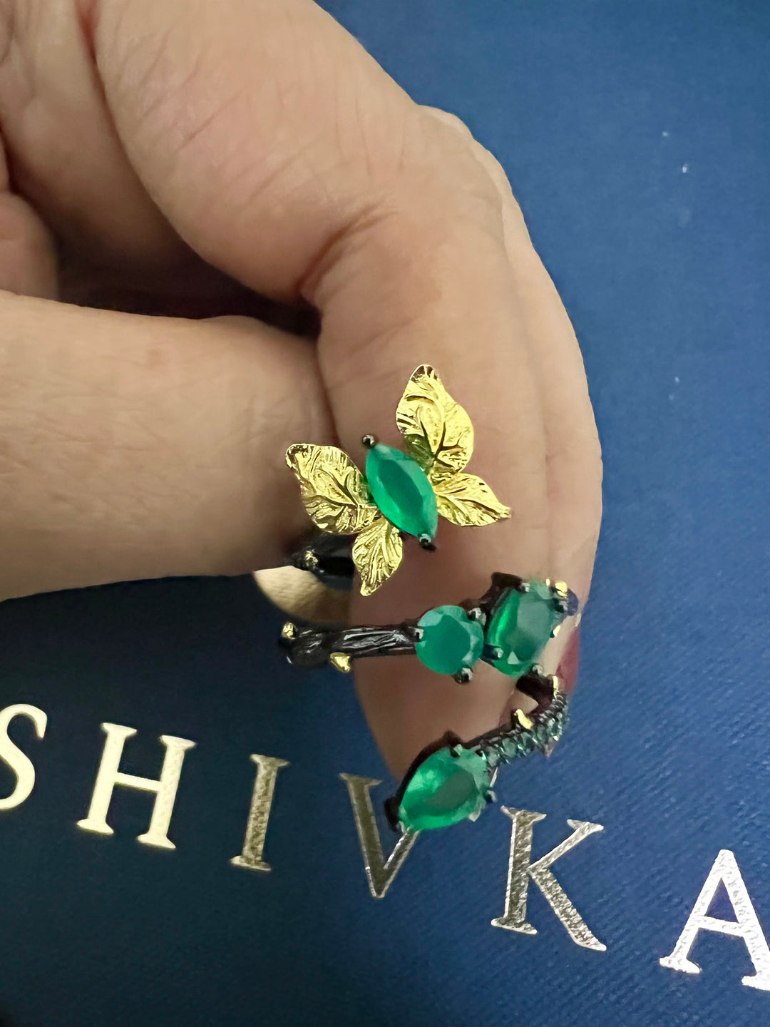 Designer Pure Silver Green Agate Ring