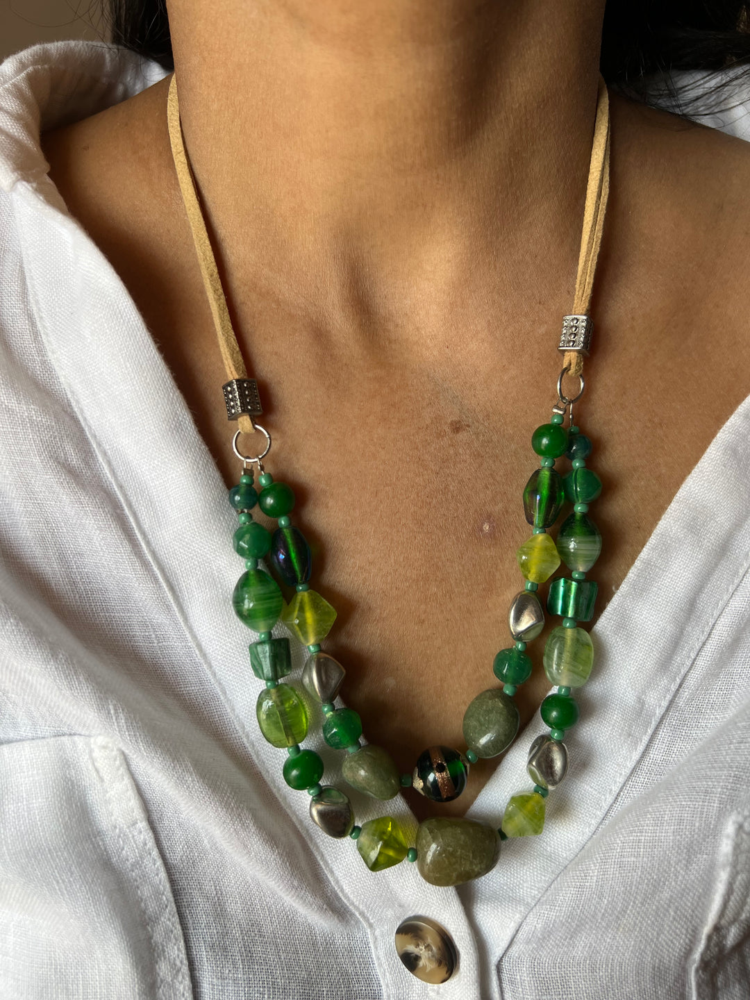 Beaded Necklace with studs