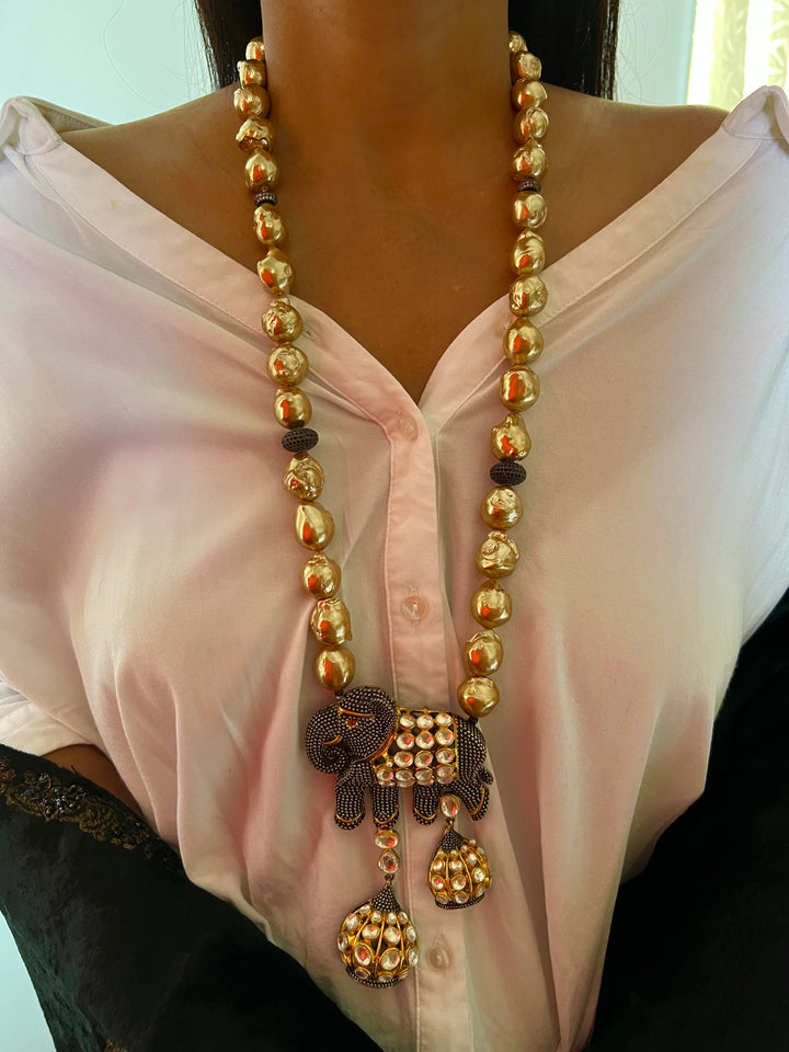 Baroque Necklace with Statement Earrings