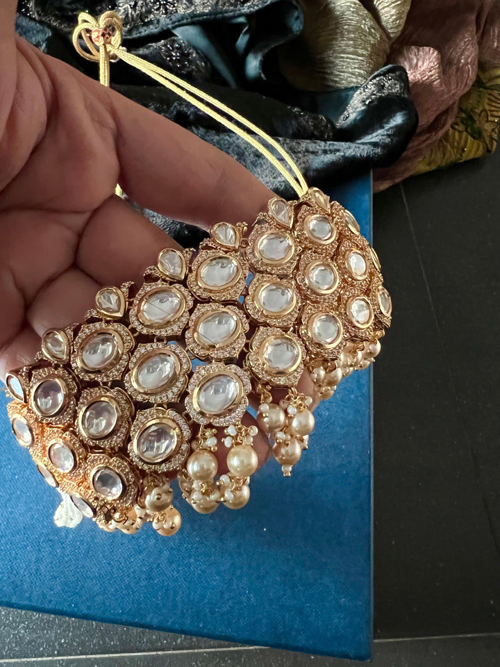 Scintillating Pearls and Kundan Choker with Jhumka Earrings - SHIVKA