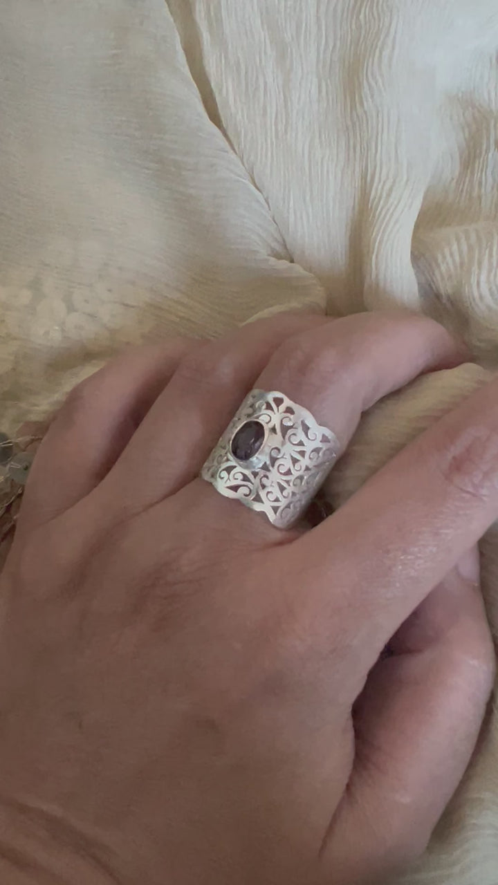 Beautiful Cut-work Quartz Ring