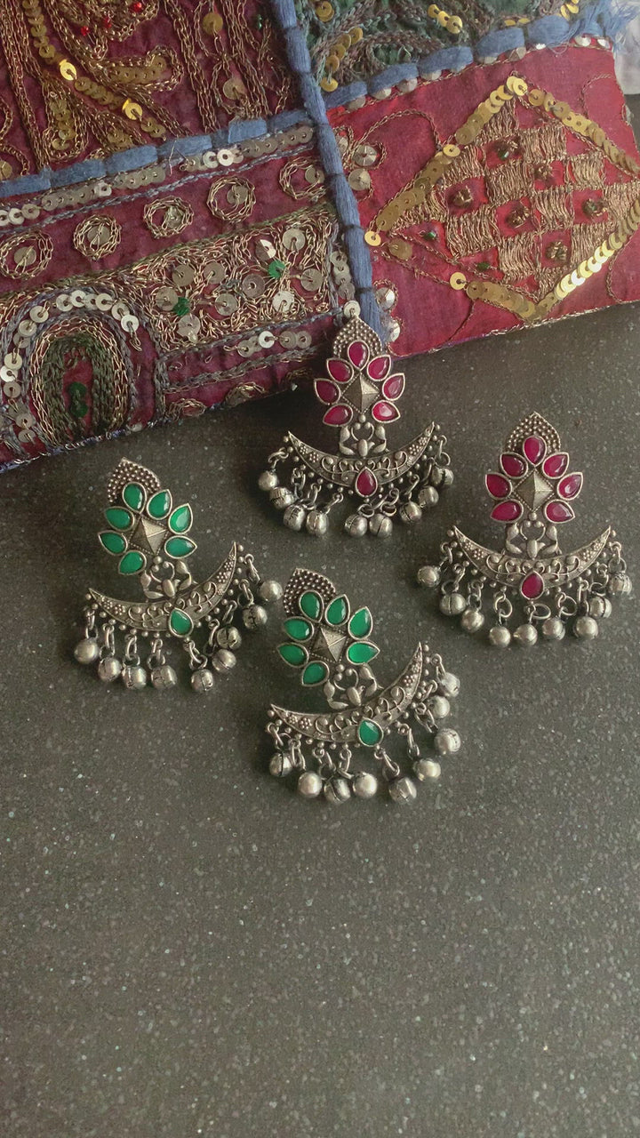 Crescent Antique Ghungroo Stud Earrings