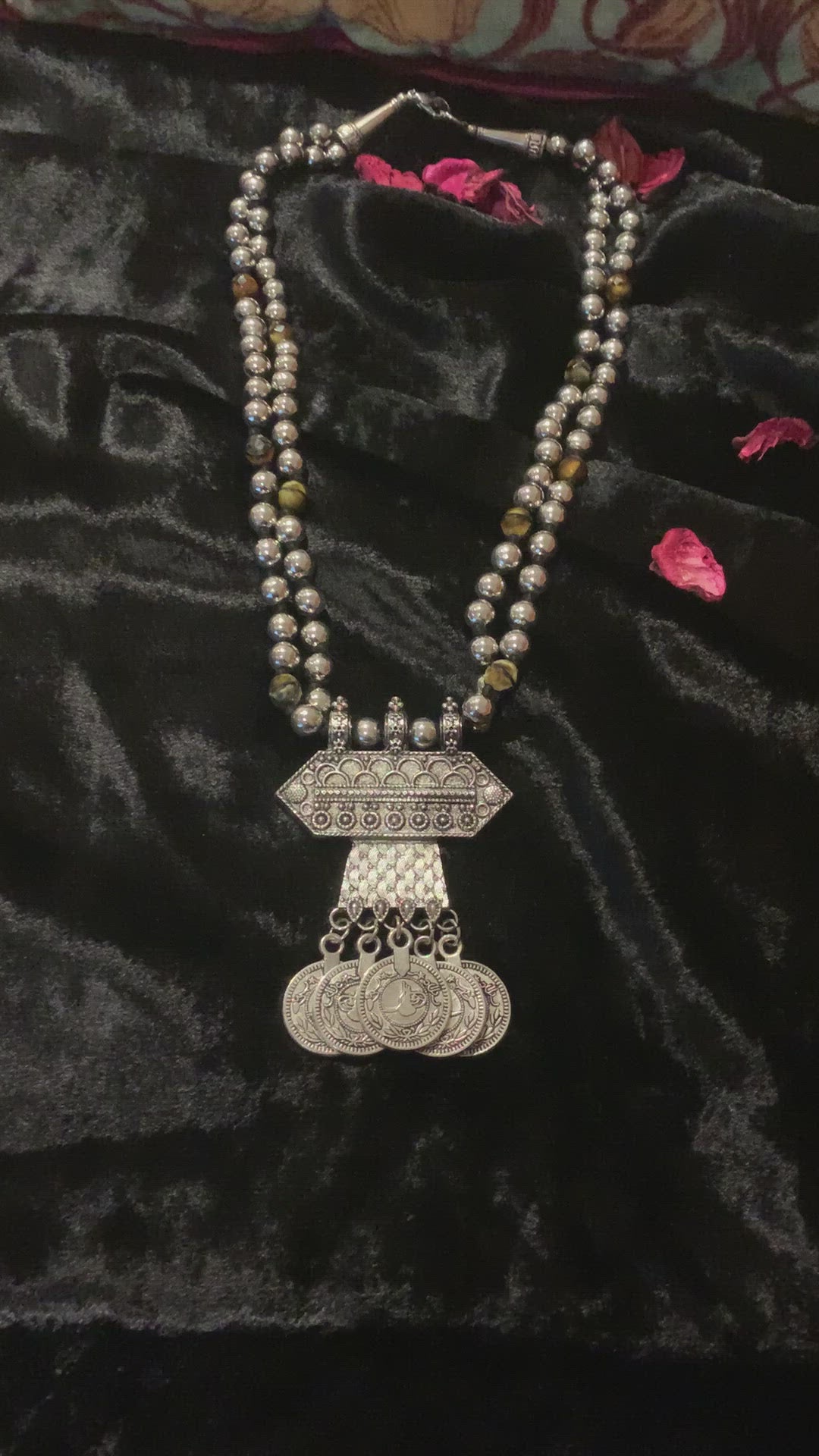 Coins Pendant Beaded Necklace