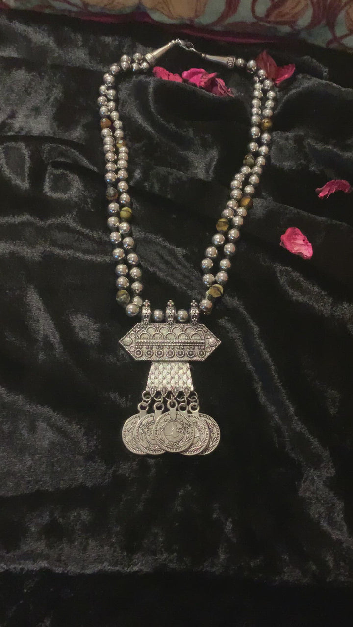 Coins Pendant Beaded Necklace