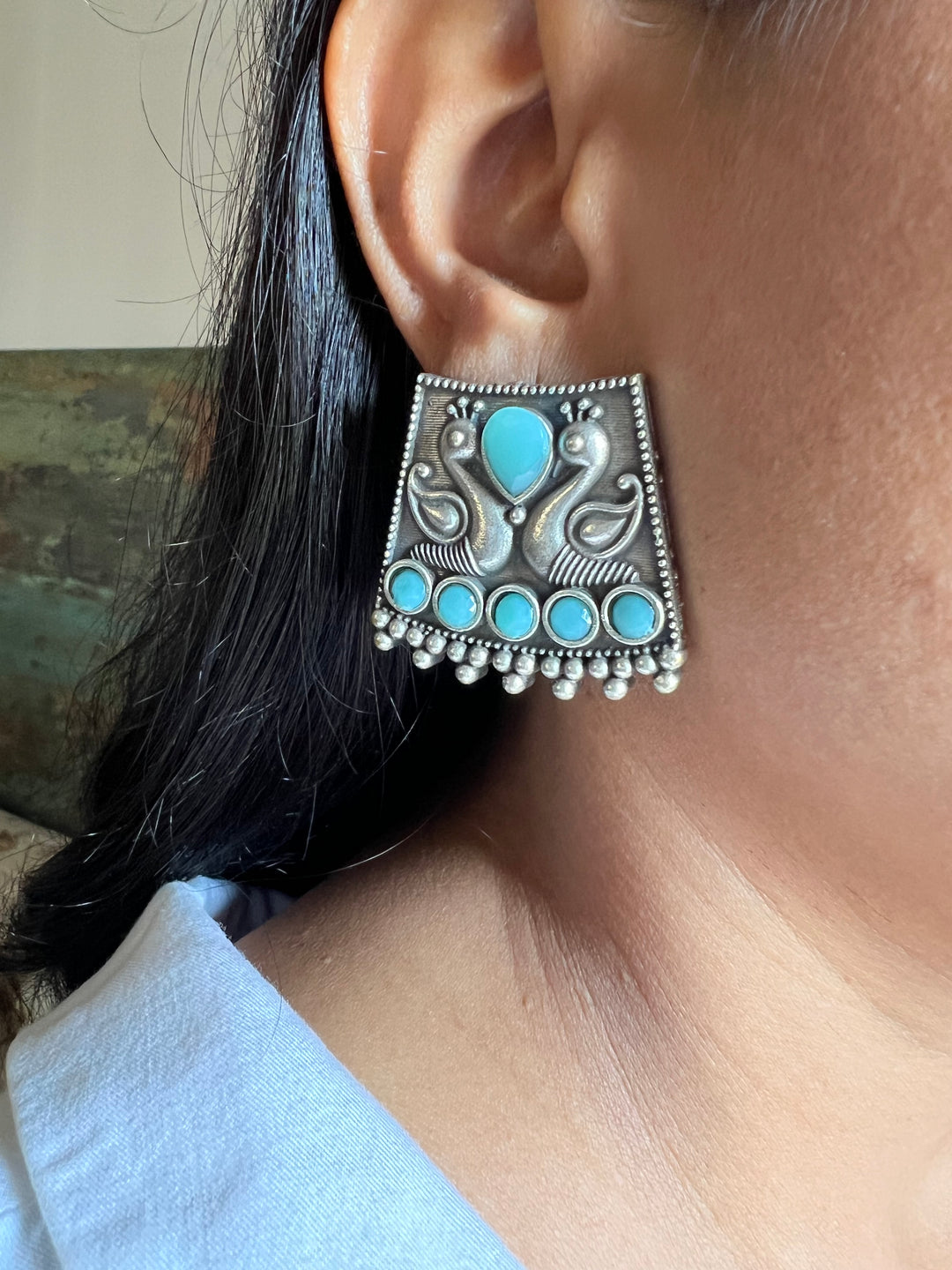 Antique Twin Peacock Earrings