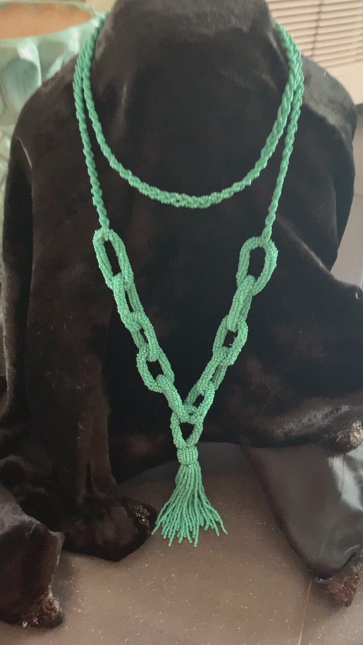 Statement Double Layered Beaded Necklace