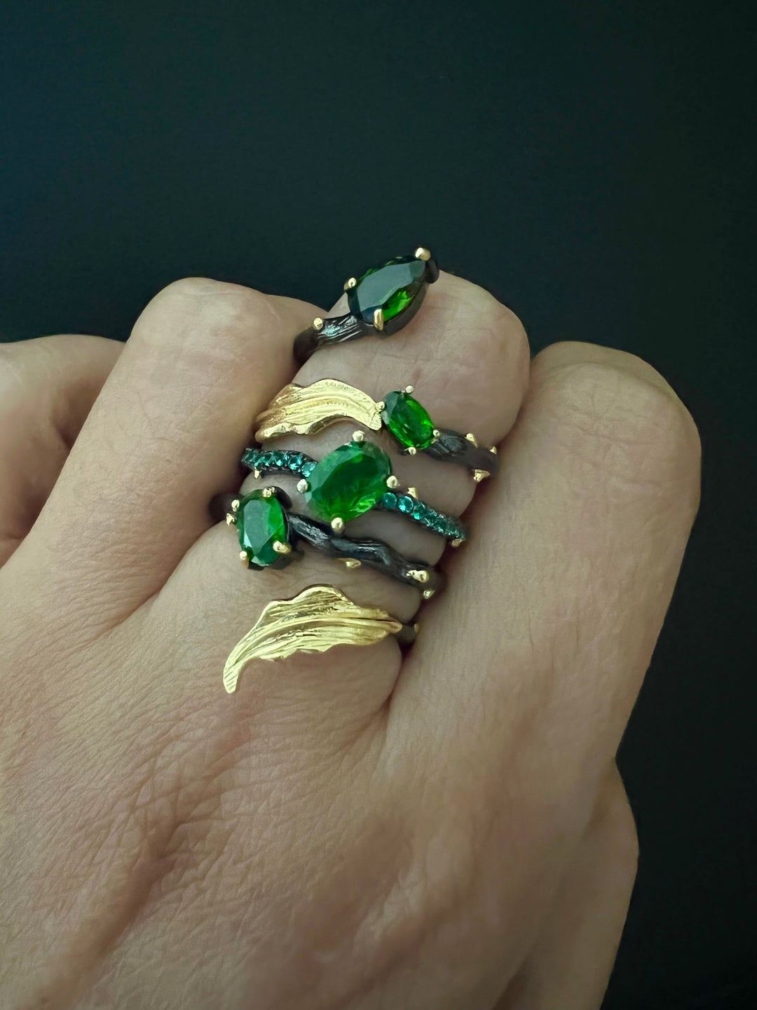 Designer Pure Silver Chrome Diopside Ring