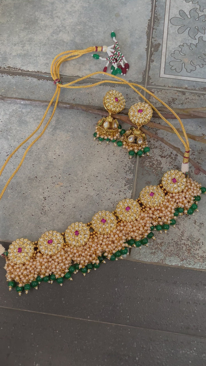 Elegant Kundan Choker with Earrings and Maangtikka