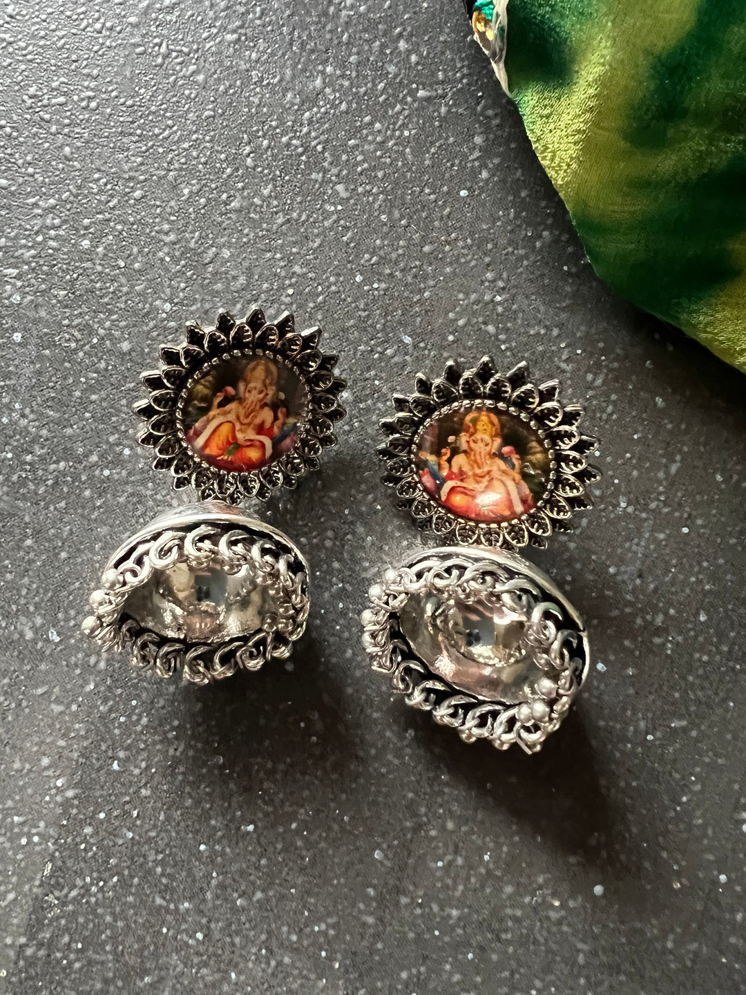 Antique Ganesha Design Jhumka Earrings