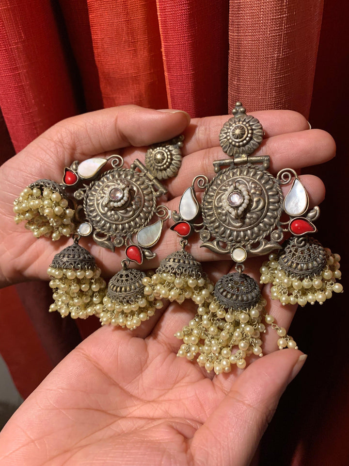 Triple Layered Jhumki Tribal Earrings - SHIVKA
