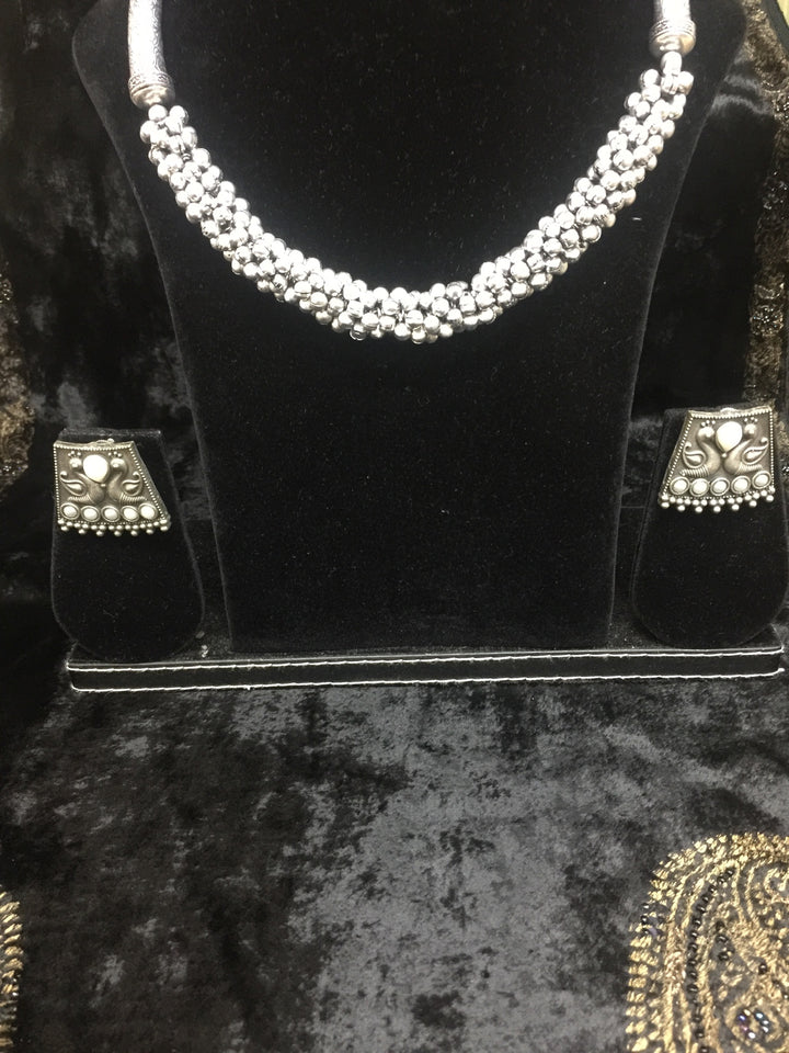 Antique Ghungroo Necklace with Peacock Studs