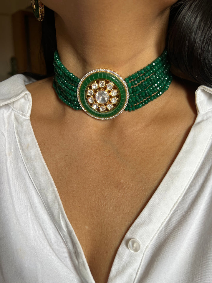 Victorian Kundan Choker Necklace with Earrings