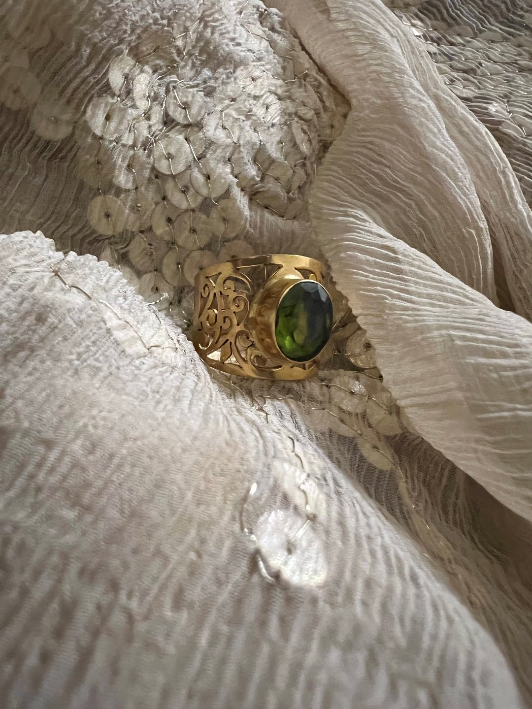 Beautiful Cut-work Amethyst Ring