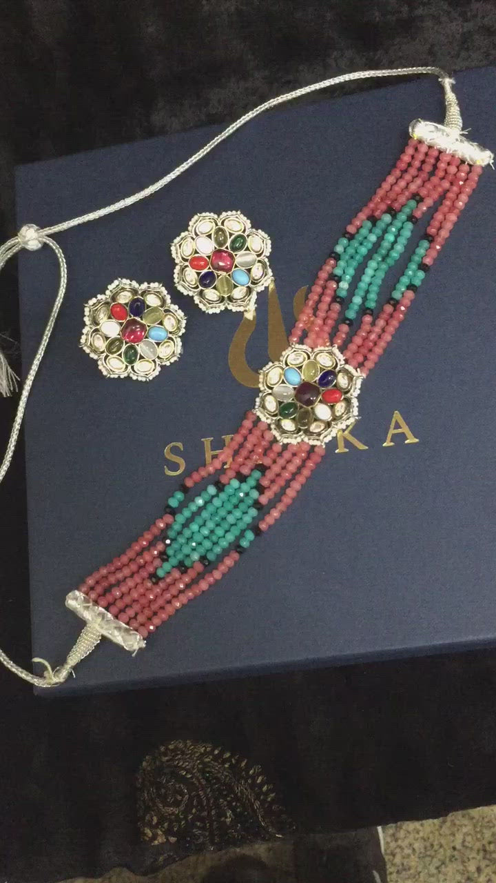 Designer Multicolored Choker with Studs