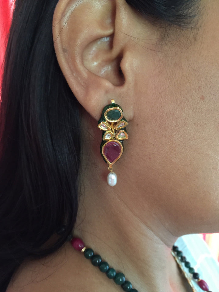 Vintage Kundan Necklace with Statement Earrings