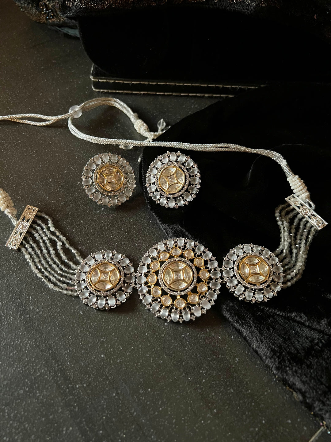 Victorian Kundan Choker Necklace with Earrings