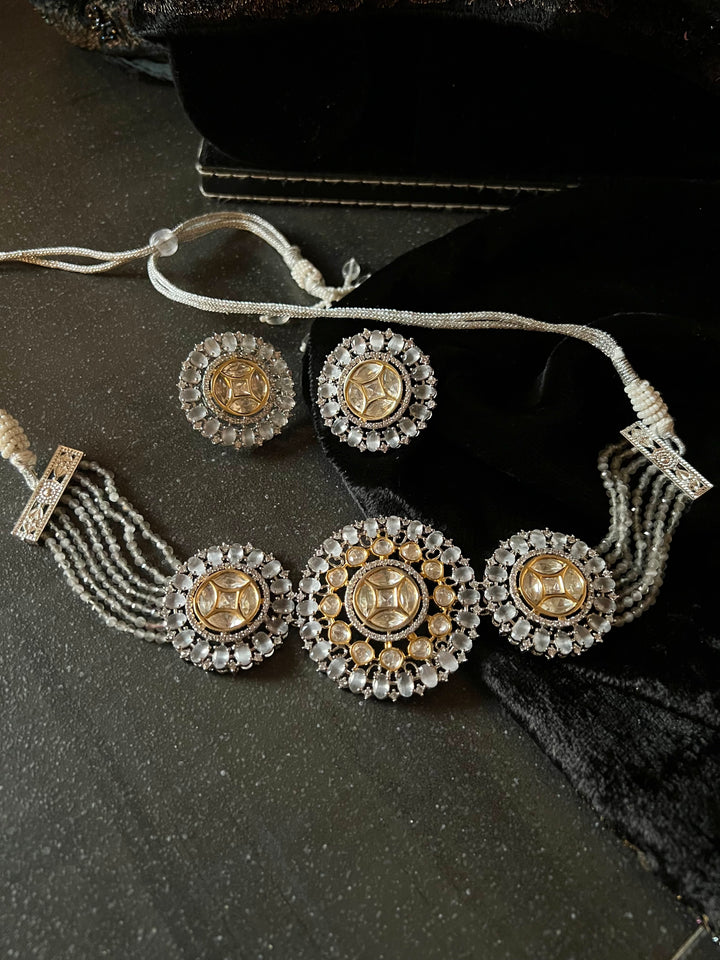 Victorian Kundan Choker Necklace with Earrings